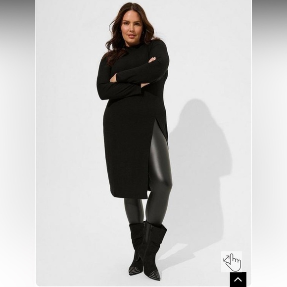 Torrid Fitted Super Soft Ribbed Mock Neck Tunic Split Hem Top - Size 3X - Picture 3 of 11